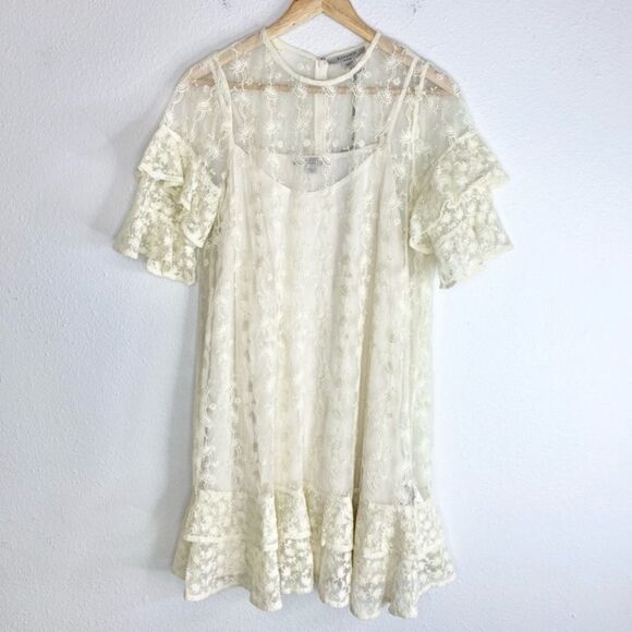 All Saints Henrietta Ruffle Dress In Vintage White - Picture 3 of 13